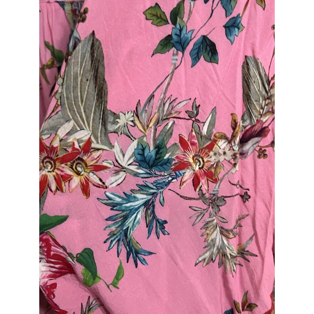 Johnny Was California Blouse Pink Button Up Floral Embroidered Oversized L - Picture 10 of 13